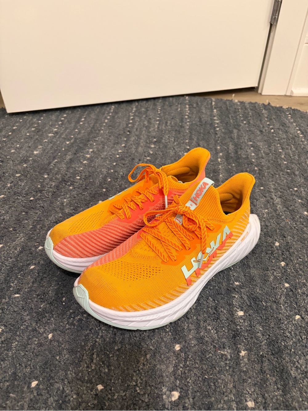 Hoka Orange and Coral Lightweight Running Sneakers